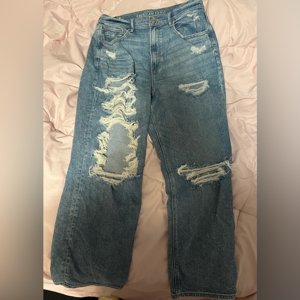 AEO Distressed Mom Jean